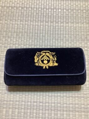 Vintage Bottega Veneta Black Velvet Clutch with Mirror